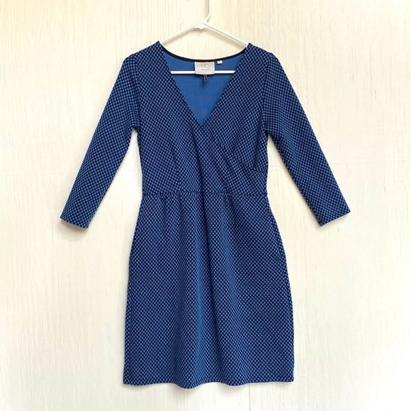 HD In Paris Anthro Textured Faux Wrap Midi Dress - Picture 2 of 7